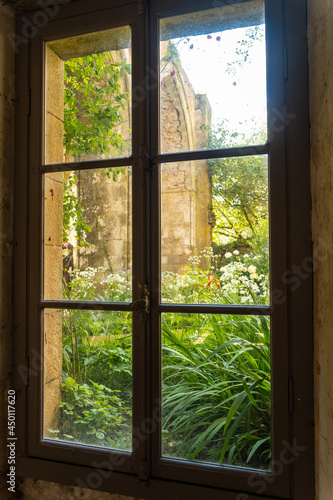 Interior window of the Abbaye de Beauport in the village of Paimpol, Côtes-d'Armor department, French Brittany. France