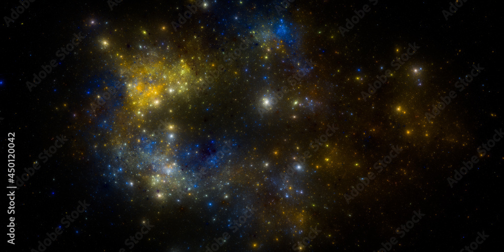 Naklejka premium Banner Star field background . Starry outer space background texture . Colorful Starry Night Sky Outer Space background. 3D illustration