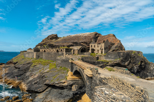 Bridge to the Fort des Capucins a rocky islet located in the Atlantic Ocean at the foot of the cliff in the town of Roscanvel, on the Crozon peninsula in France.