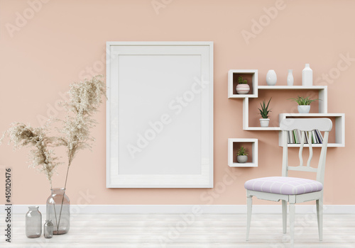 3D interoir design for living room and mockup frame photo