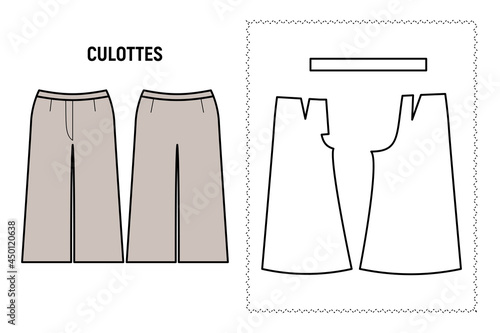 The culottes trousers for woman vector illustration. photo