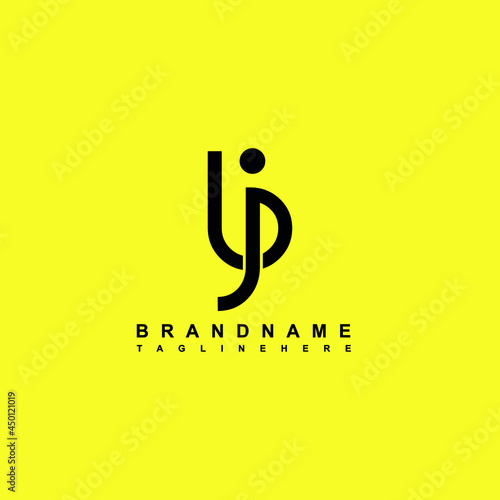 creative bj letter logo vector design with yellow color background