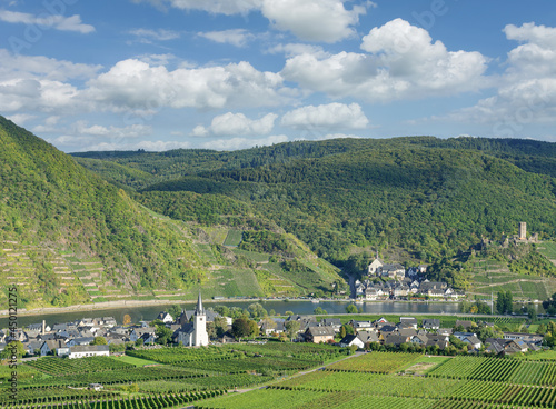 Blick auf die Weinorte Beilstein und Ellenz-Poltersdorf an der Mosel,Moseltal,Rheinland-Pfalz,Deutschland