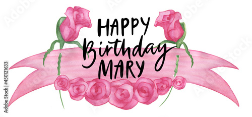 Canvas Print Handwritten text Happy birthday Mary