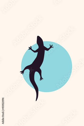lizard raptor silhouette minimalist boho poster template.