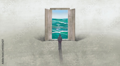 Canvastavla Concept art of nature freedom dream success and hope  , conceptual idea artwork,