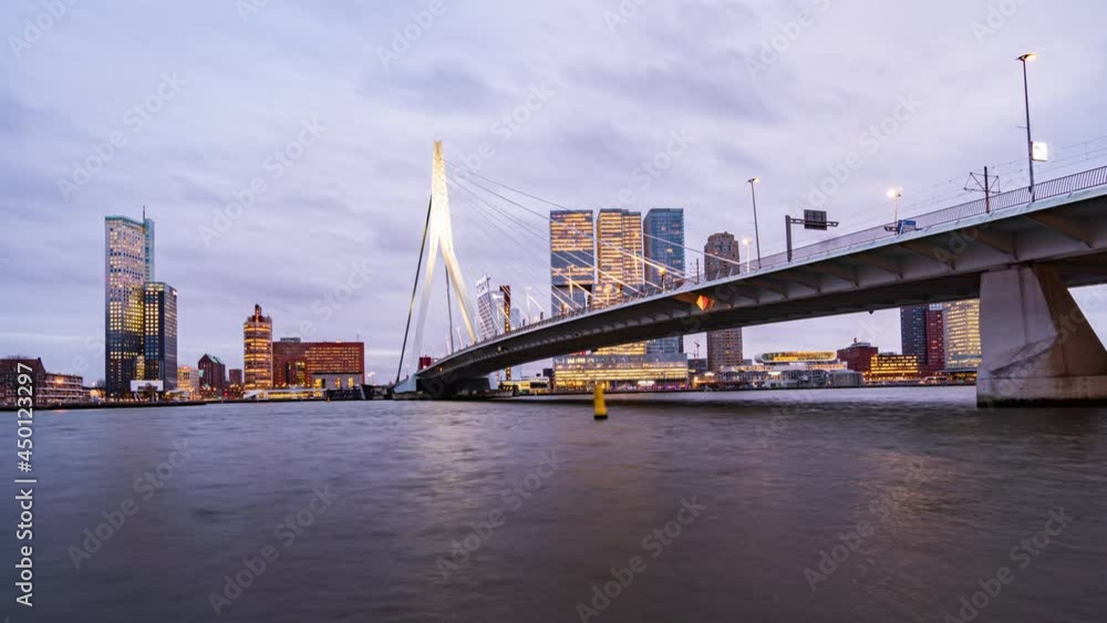 Erasmus bridge Rotterdam Time Lapse, Netherlands Erasmus bridge Rotterdam Time Lapse, Netherlands