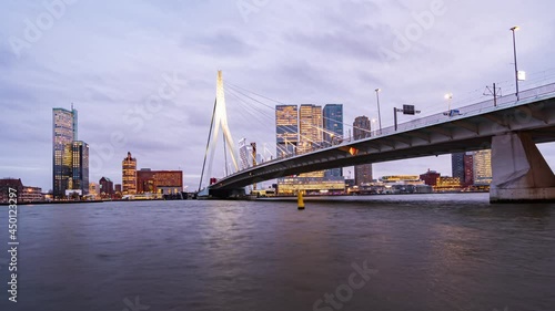 Erasmus bridge Rotterdam Time Lapse, Netherlands