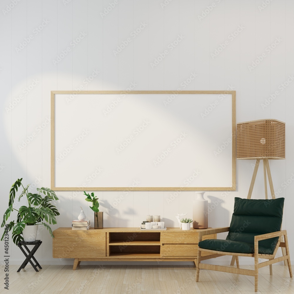 3D interoir design for living room and mockup frame 3D interoir design for living room and mockup frame