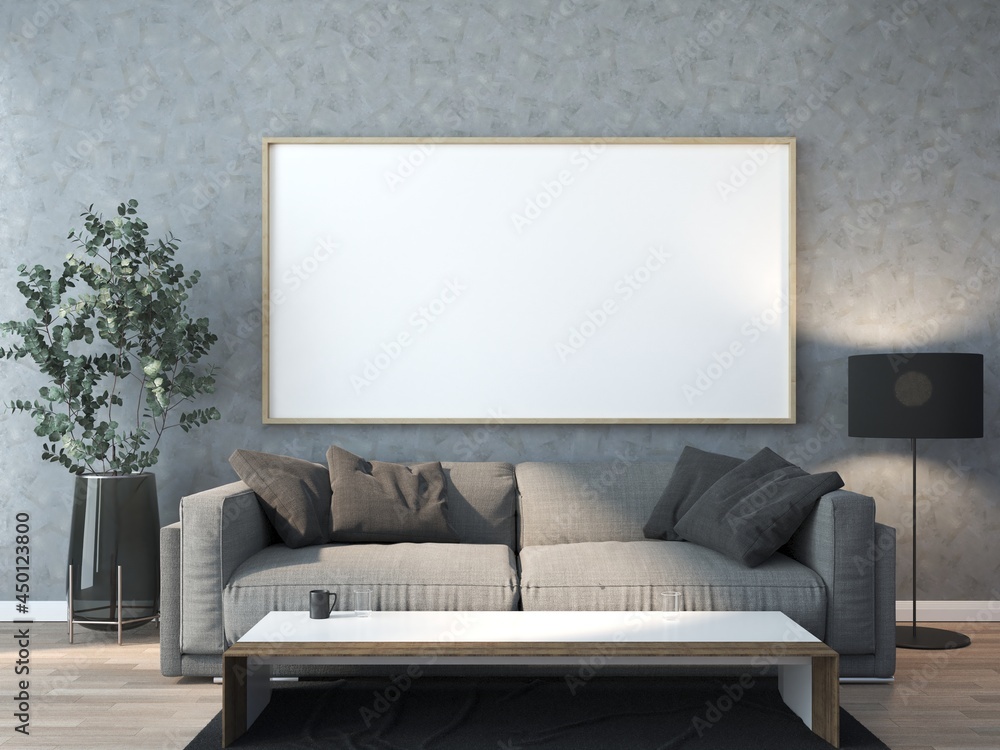 3D interoir design for living room and mockup frame 3D interoir design for living room and mockup frame