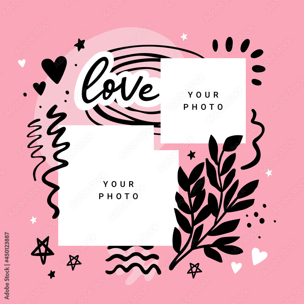 Modern abstract photo collage for Instagram. Social media post template design. Vector illustration