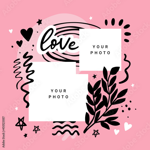 Modern abstract photo collage for Instagram. Social media post template design. Vector illustration
