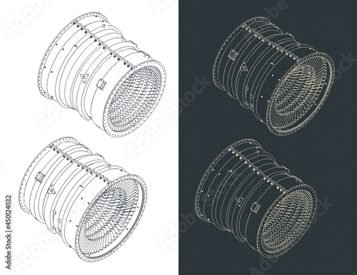 Compressor stator case from turbo jet isometric drawings photo