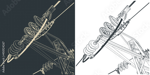 High voltage line close up