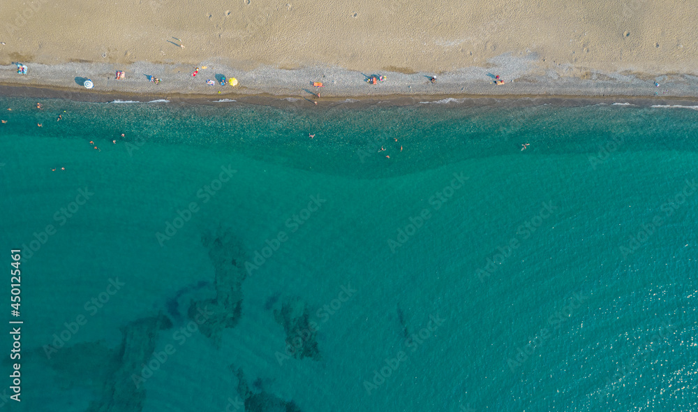 custom made wallpaper toronto digitalAerial view from flying drone of people relaxing on the beach. Paphos Cyprus