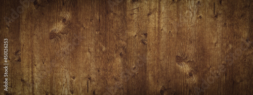 Old brown rustic dark grunge wooden timber wall table texture - wood background banner panorama