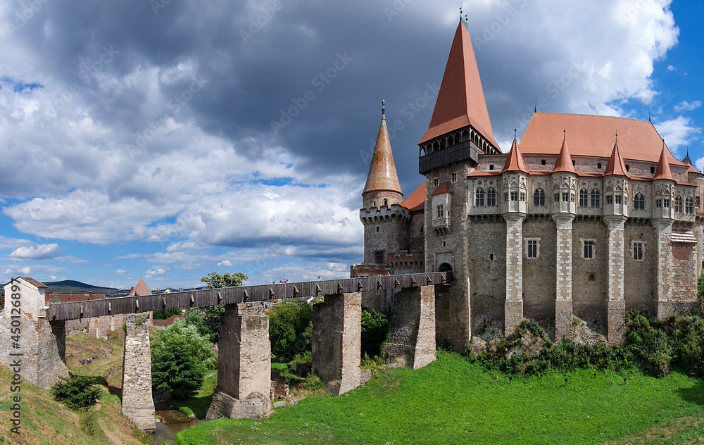 Corvin's castle from Hunedoara city - Romania