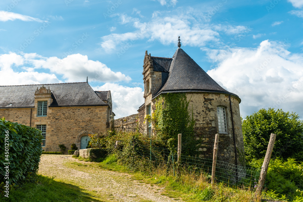 Castle Park Rochefort en Terre in the medieval village of Rochefort-en-Terre, Morbihan department in the Brittany region. France