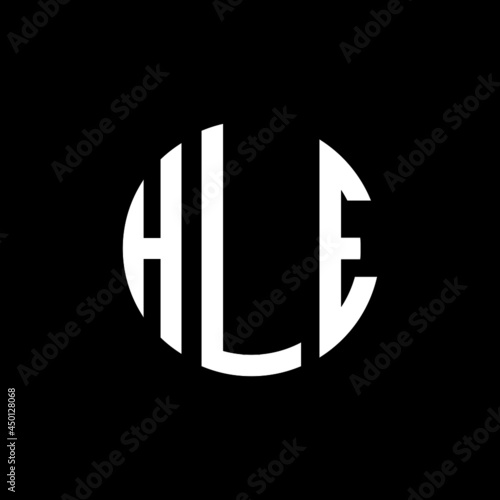 HLE letter logo design. HLE modern letter logo with black background. HLE creative  letter logo. simple and modern letter HLE logo template, HLE circle letter logo design with circle shape. HLE   photo