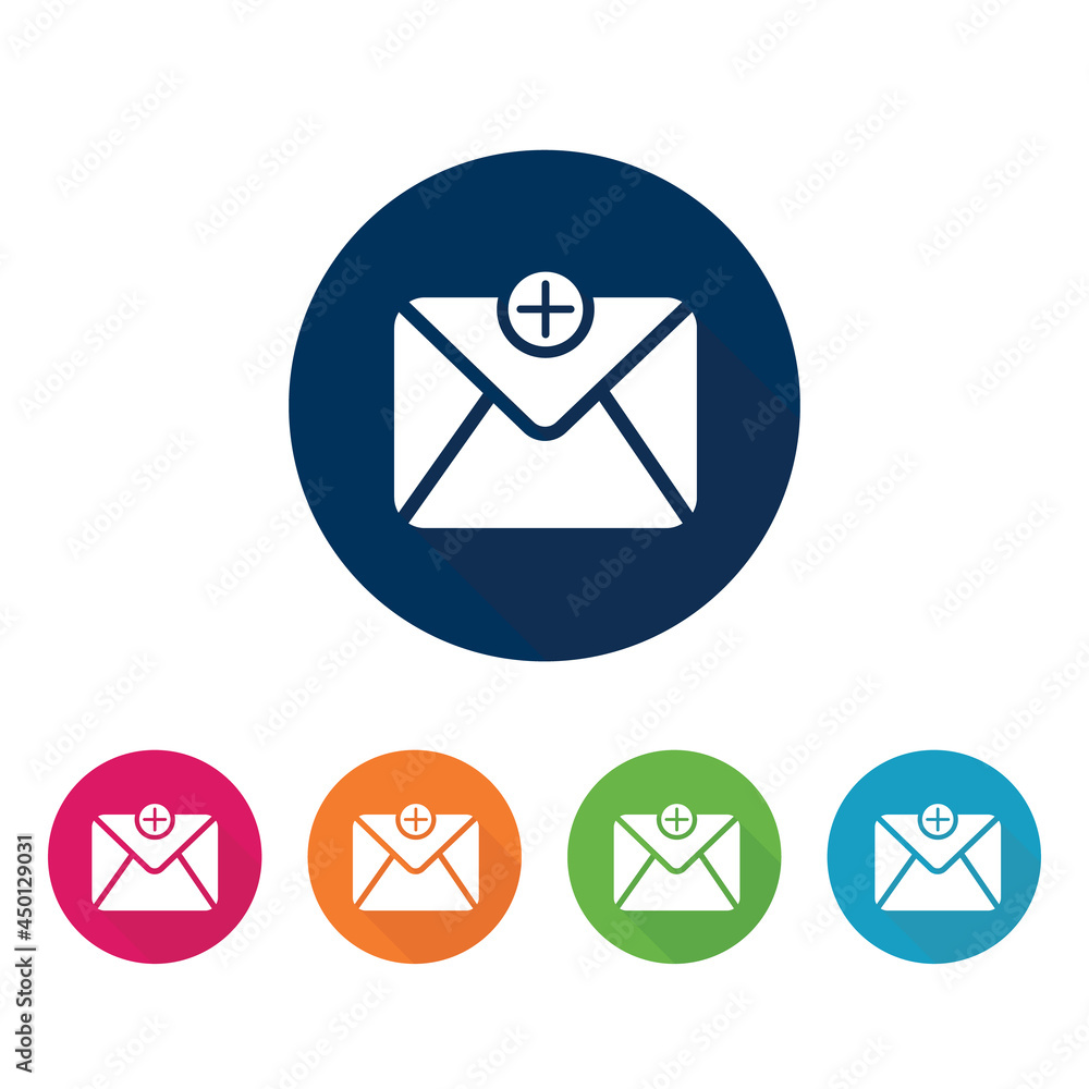 Set of rounded circle buttons with email icon. Vector illustration. Set of rounded circle buttons with email icon. Vector illustration.
