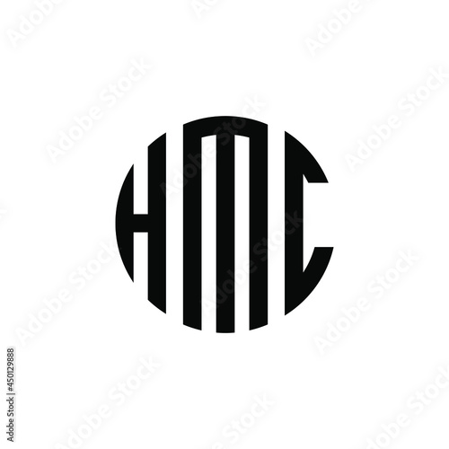 HMC letter logo design. HMC modern letter logo with black background. HMC creative  letter logo. simple and modern letter HMC logo template, HMC circle letter logo design with circle shape. HMC   photo