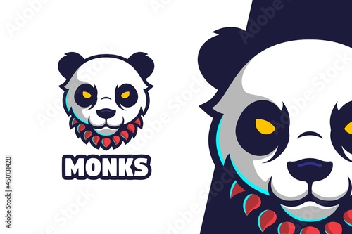 Panda Monk Logo Mascot Character