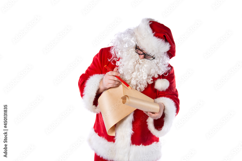 Funny Santa Claus with a list of gifts. Funny Santa Claus with a list of gifts.