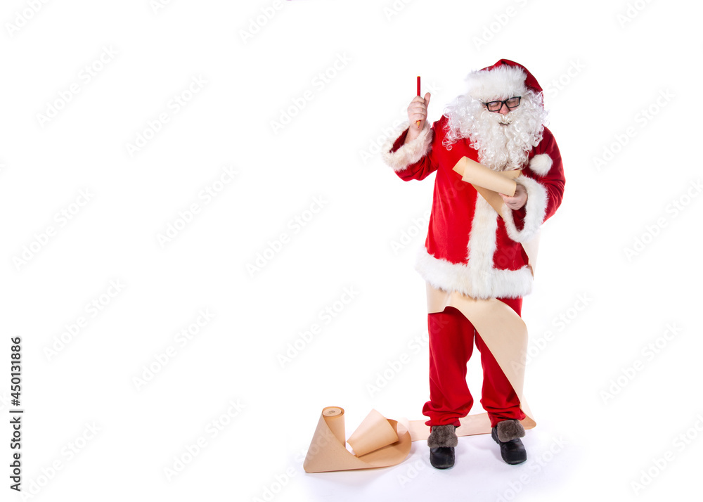 Funny Santa Claus with a list of gifts. Funny Santa Claus with a list of gifts.