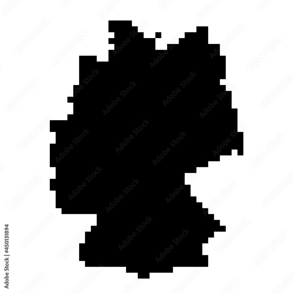 Germany map silhouette from black square pixels. Vector illustration.