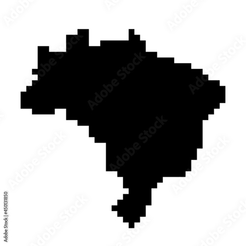 Brazil map silhouette from black square pixels. Vector illustration.