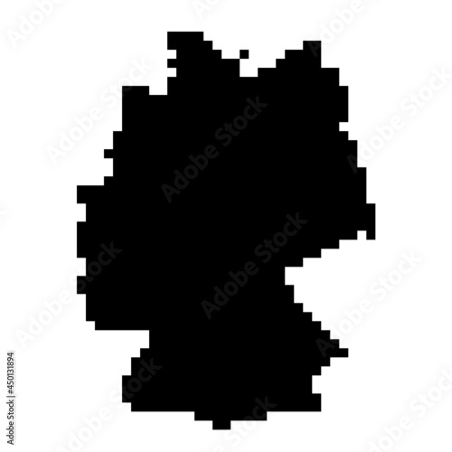 Germany map silhouette from black square pixels. Vector illustration.