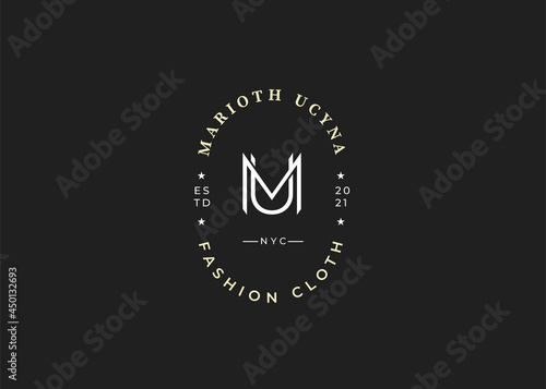 Minimalist Initial M U letter logo design template, Vector illustrations