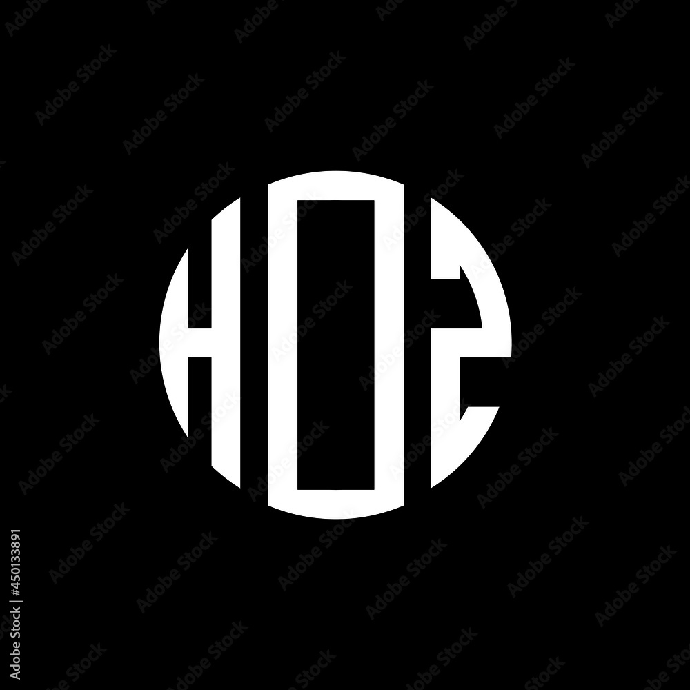 HOZ letter logo design. HOZ modern letter logo with black background