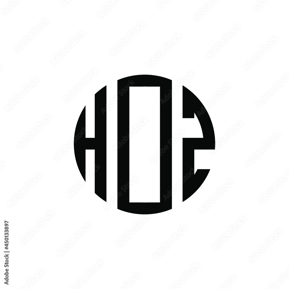 HOZ letter logo design. HOZ modern letter logo with black background