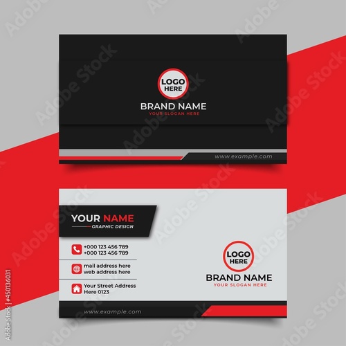 Professional Red and Black Business Card Template Design