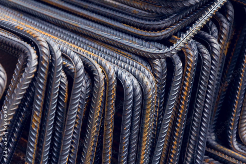Foto de Rebar texture. Reinforcement steel rod. Rusty rebar for