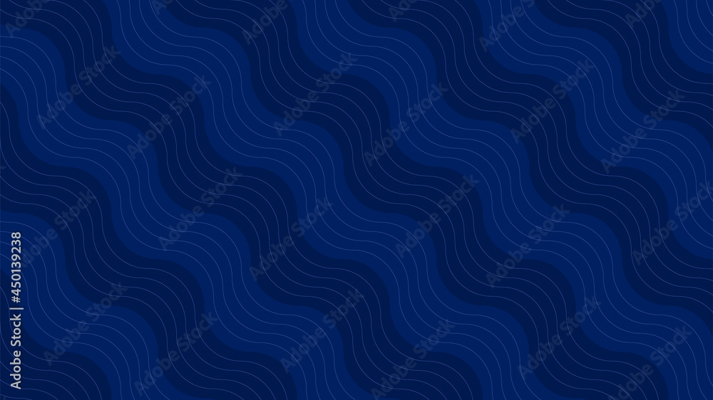 Abstract wavy background. Thin lines on blue