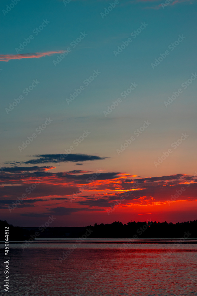Red sunset and blue skies Red sunset and blue skies