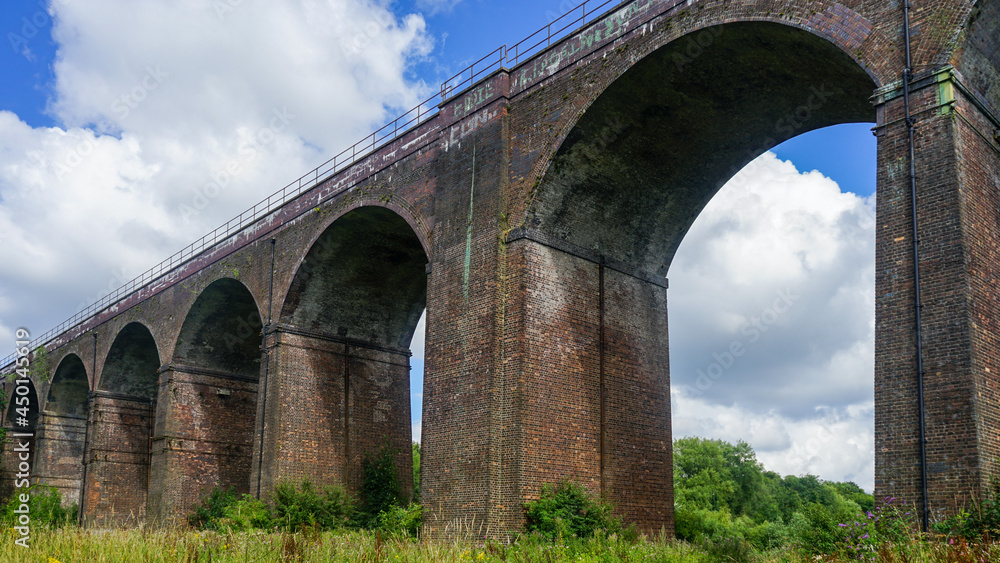 Fototapeta premium Bridge and birds in Reddish Vale Country Park