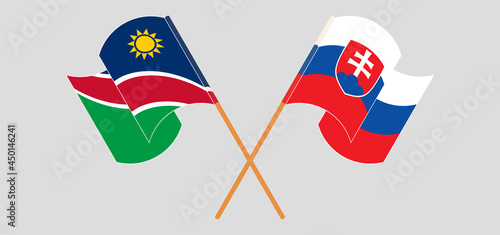 Canvas Print Crossed and waving flags of Namibia and Slovakia