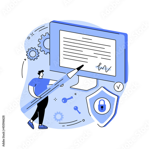 Electronic signature abstract concept vector illustration.