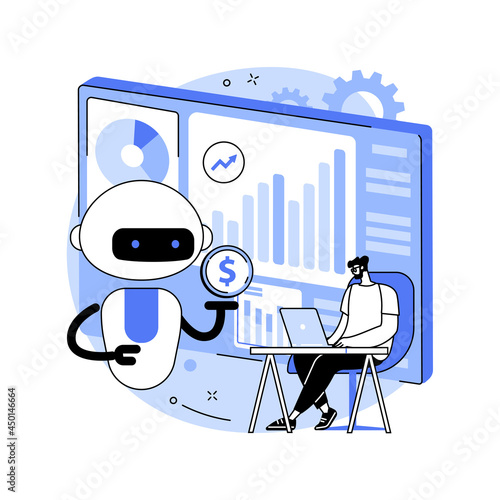 Artificial intelligence in financing abstract concept vector illustration.