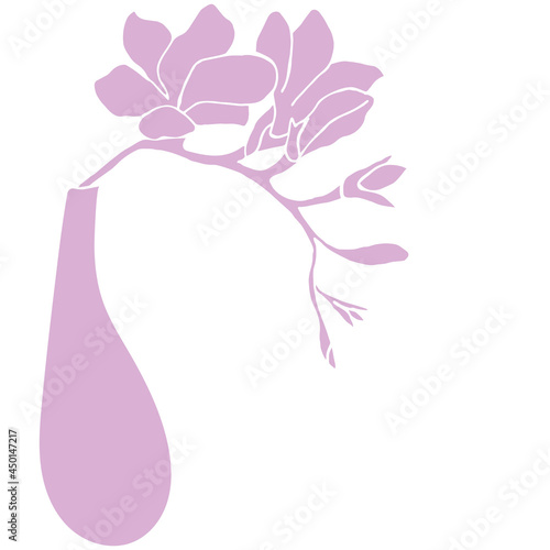 Illustration of magnolia flowers in a vase