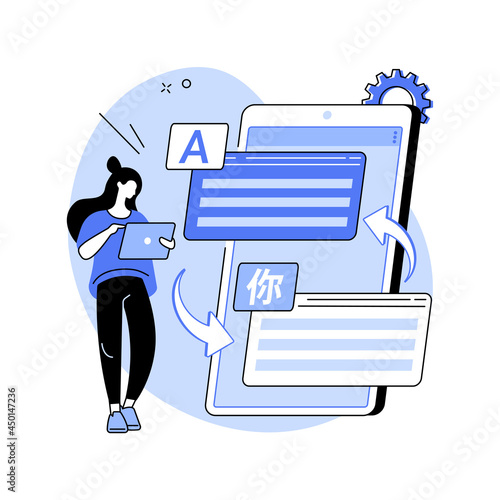 Digital translator abstract concept vector illustration.