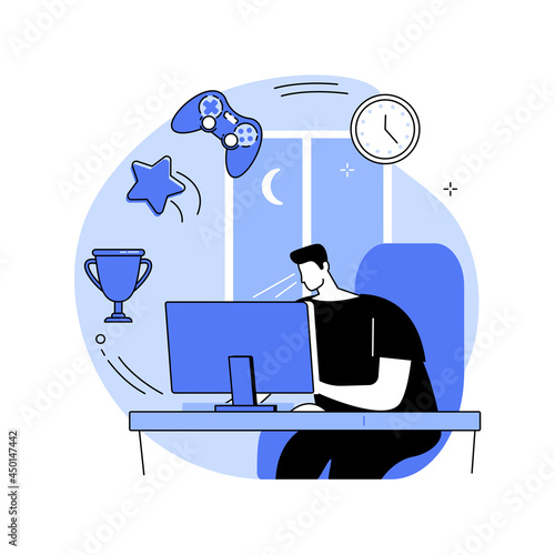 Gaming disorder abstract concept vector illustration.