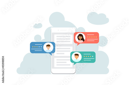 Feedback customers review concept. People evaluating product, service