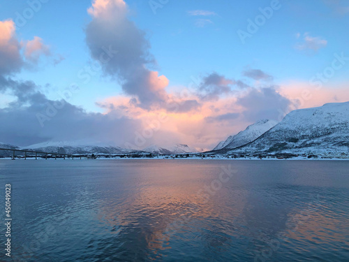 Fototapeta Naklejka Na Ścianę i Meble -  Cloudy sky in Sortland, Norway