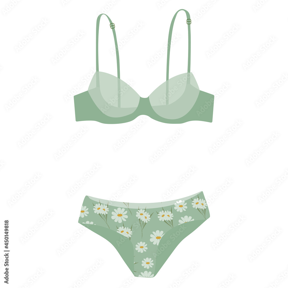 Trendy female underwear, lingerie set cartoon flat vector illustration. Colourful Pantie and bra. Modern hand drawn colorful collection of women's underwear. Sensuality and femininity concept. Trendy female underwear, lingerie set cartoon flat vector illustration. Colourful Pantie and bra. Modern hand drawn colorful collection of women's underwear. Sensuality and femininity concept.