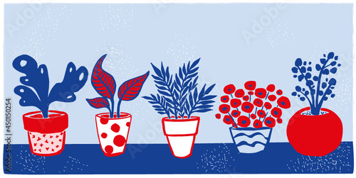 Plantas y flores en maceta vectorial