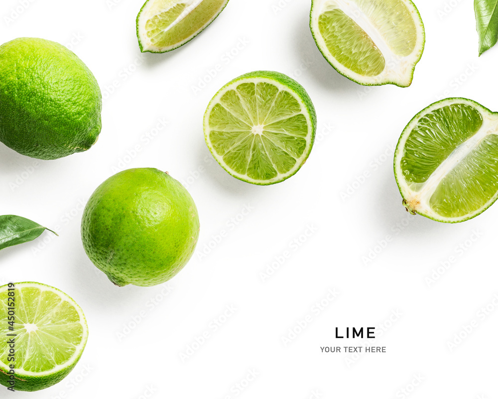 Lime citrus fruits composition and creative layout.